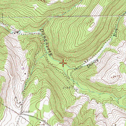 Topographic Map of Dority Run, WV