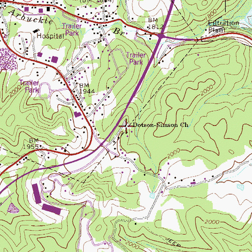Topographic Map of Dotson-Simpson United Methodist Church, WV
