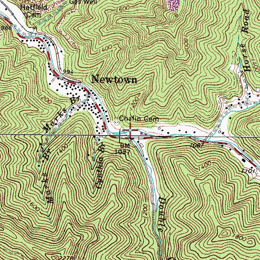 Topographic Map of Double Camp Fork, WV