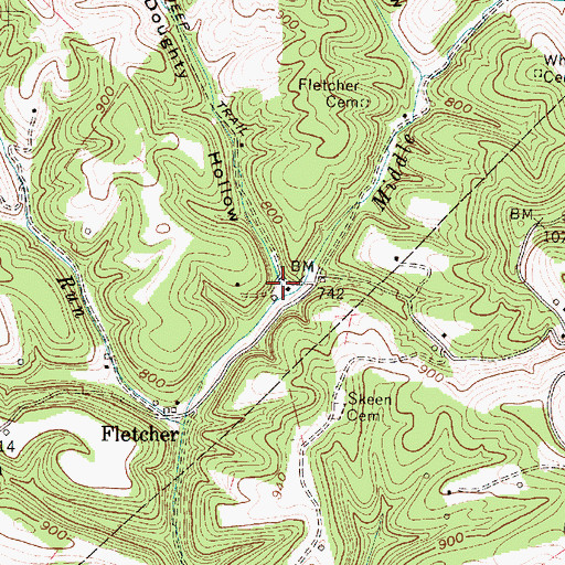 Topographic Map of Doughty Hollow, WV