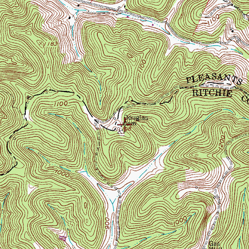 Topographic Map of Douglas Cemetery, WV