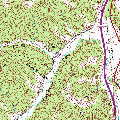 Topographic Map of Dove Creek, WV