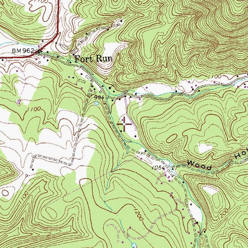 Topographic Map of Dover Hollow, WV