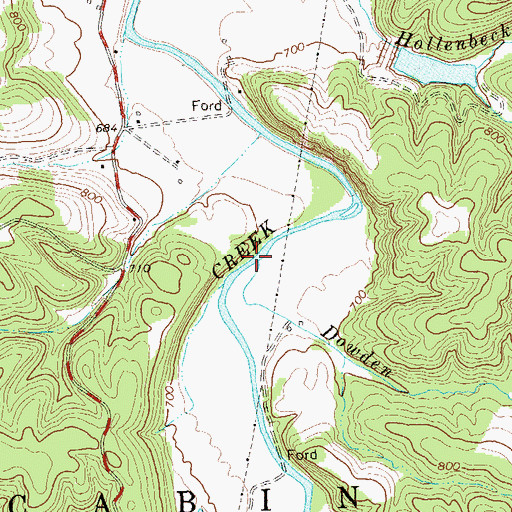 Topographic Map of Dowden Run, WV