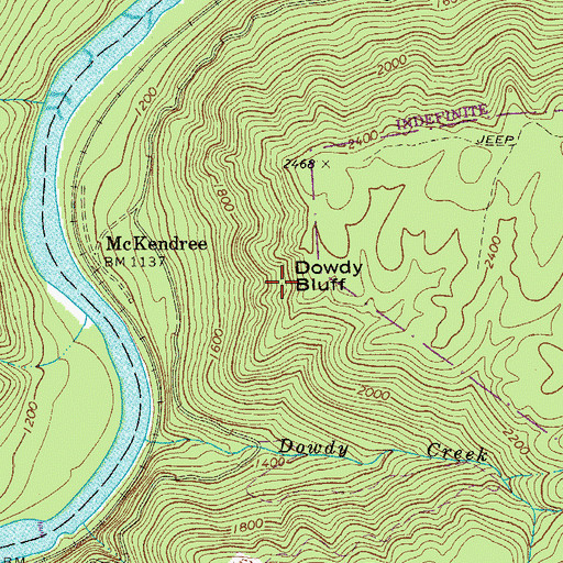 Topographic Map of Dowdy Bluff, WV
