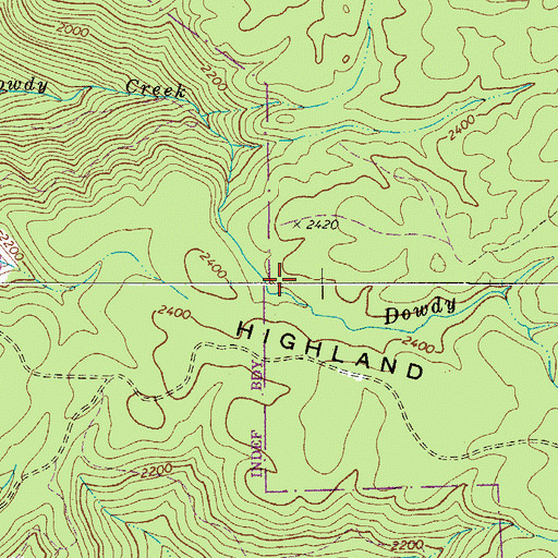 Topographic Map of Dowdy Creek, WV