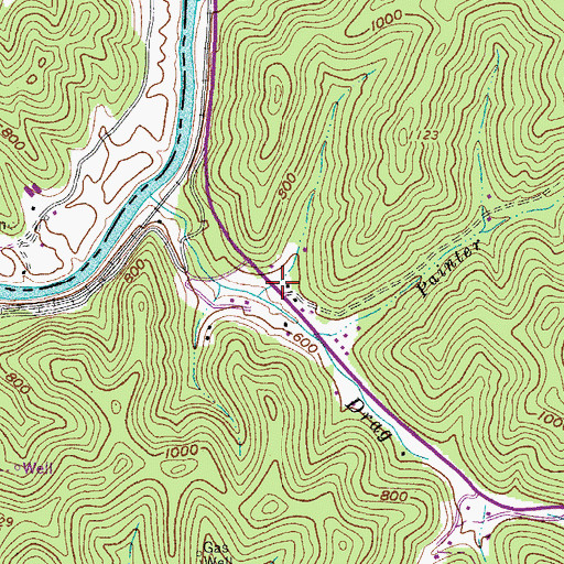 Topographic Map of Drag Creek School (historical), WV