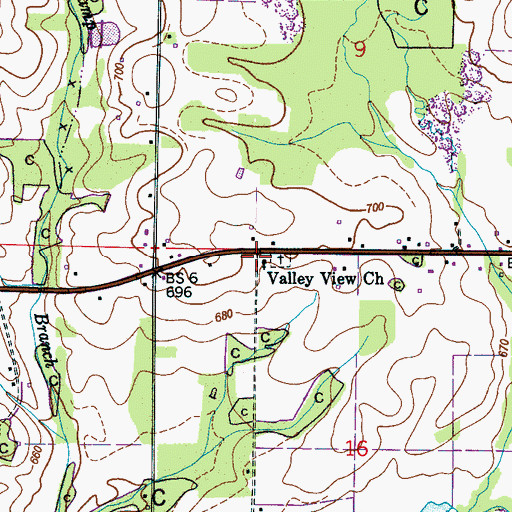 Topographic Map of Valley View Church of Christ, AL