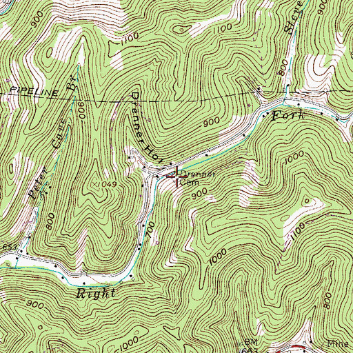 Topographic Map of Drenner Cemetery, WV