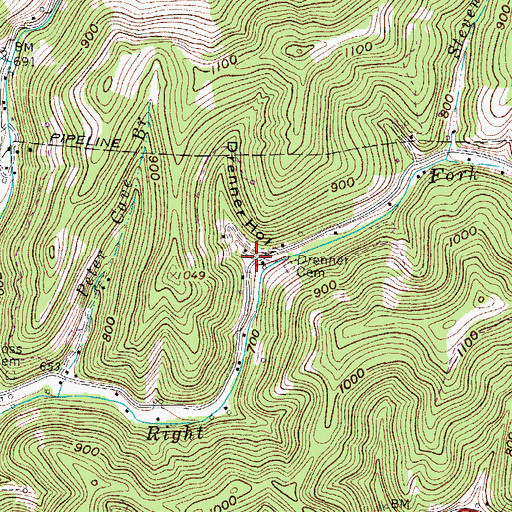 Topographic Map of Drenner Hollow, WV
