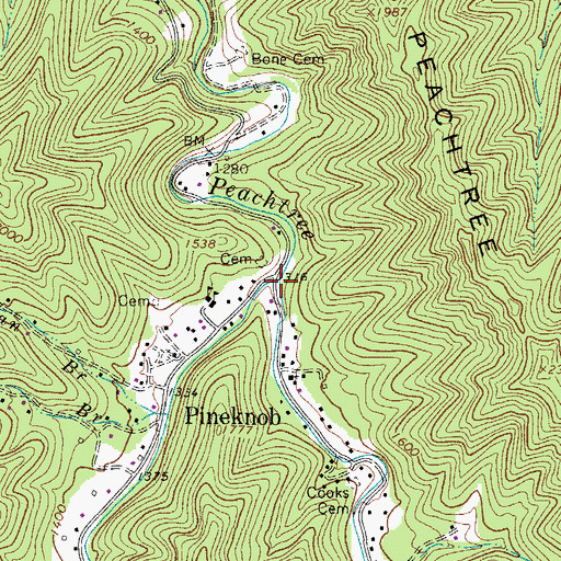 Topographic Map of Drews Creek, WV