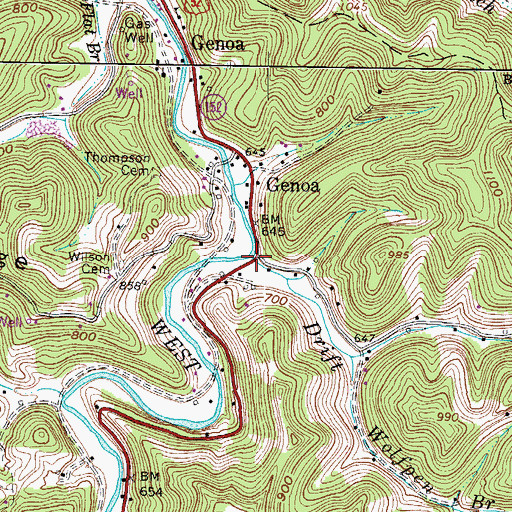 Topographic Map of Drift Branch, WV