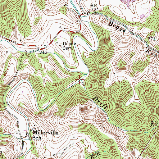 Topographic Map of Drift Run, WV