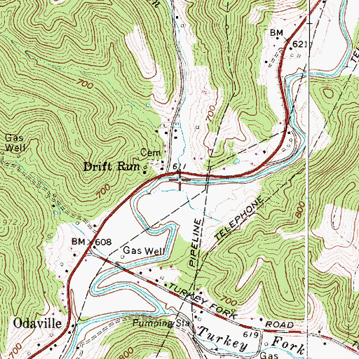 Topographic Map of Drift Run, WV