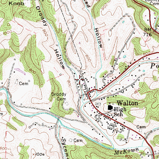 Topographic Map of Droddy Hollow, WV