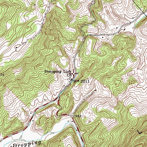 Topographic Map of Dropping Lick Church, WV
