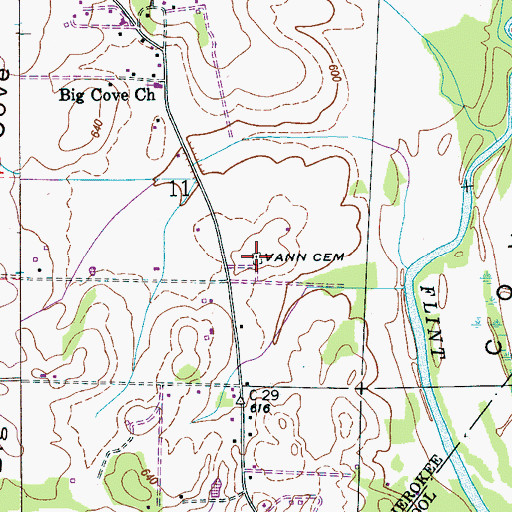 Topographic Map of Green Valley Cemetery, AL