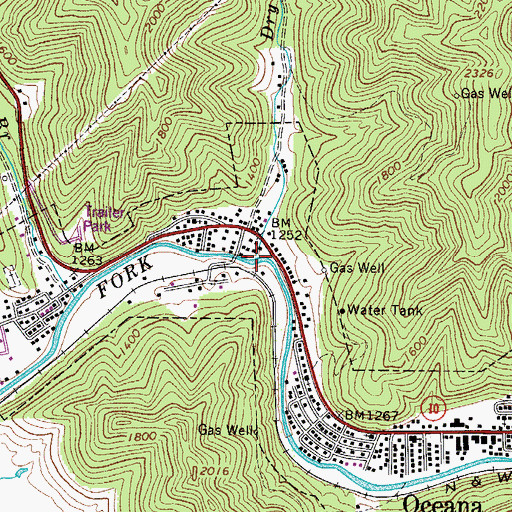 Topographic Map of Dry Branch, WV
