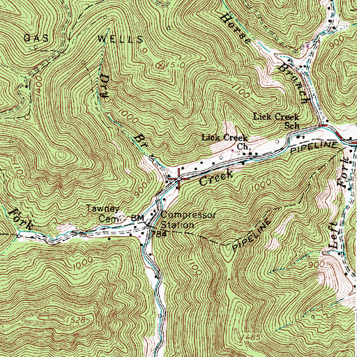 Topographic Map of Dry Branch, WV