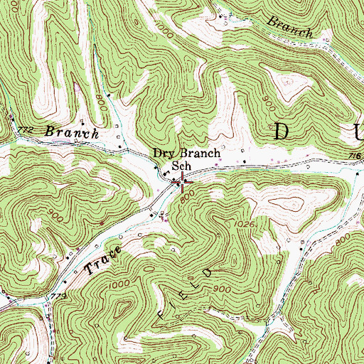 Topographic Map of Dry Branch, WV