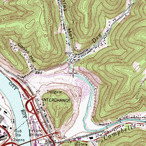 Topographic Map of Dry Branch, WV
