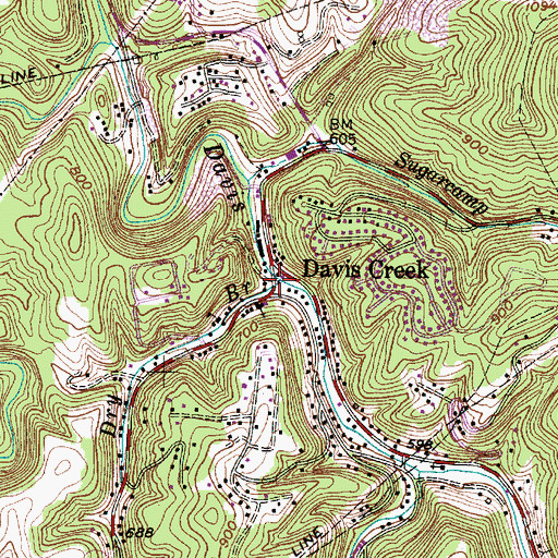 Topographic Map of Dry Branch, WV