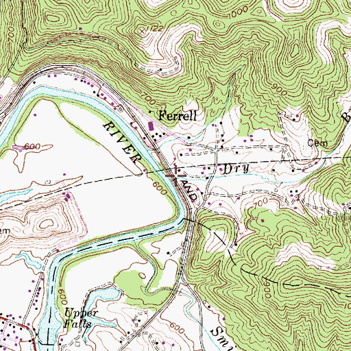 Topographic Map of Dry Branch, WV