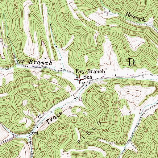 Topographic Map of Dry Branch School (historical), WV