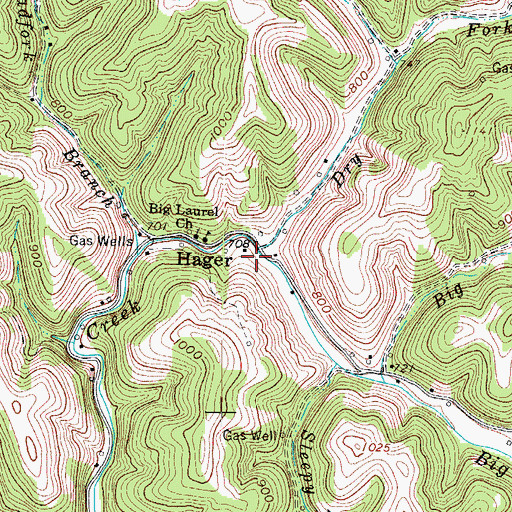 Topographic Map of Dry Fork, WV