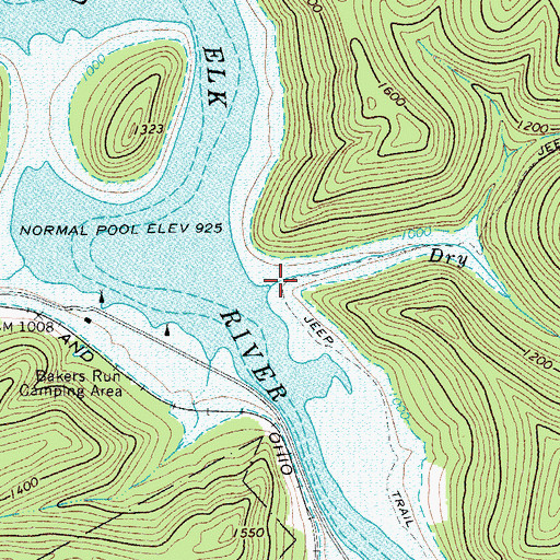 Topographic Map of Dry Fork, WV