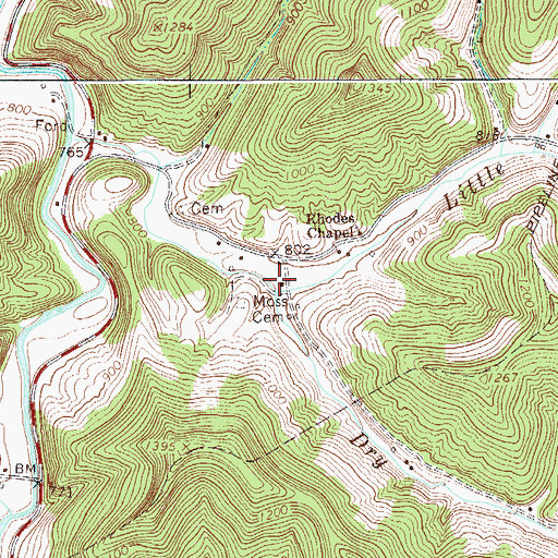 Topographic Map of Dry Fork, WV