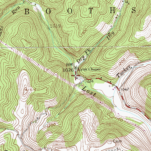 Topographic Map of Dry Fork, WV