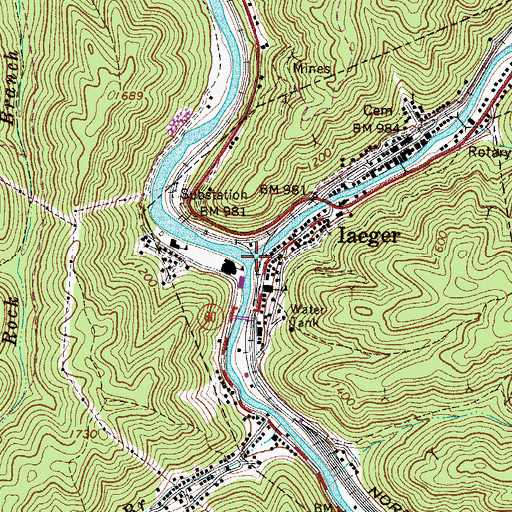 Topographic Map of Dry Fork, WV