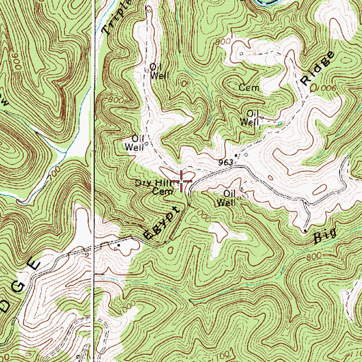Topographic Map of Dry Hill Cemetery, WV