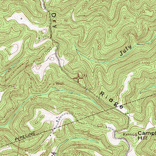 Topographic Map of Dry Ridge, WV