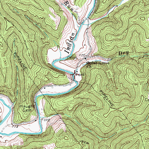 Topographic Map of Dry Run, WV