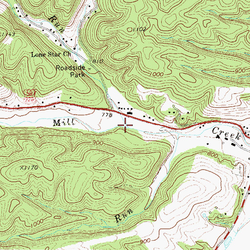 Topographic Map of Dry Run, WV