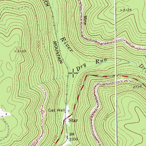 Topographic Map of Dry Run, WV