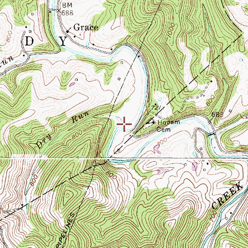 Topographic Map of Dry Run, WV