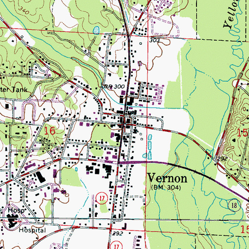 Topographic Map of Vernon, AL
