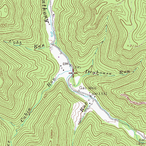 Topographic Map of Dryhouse Run, WV