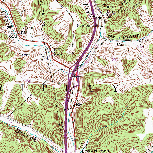 Topographic Map of Dudden Fork, WV
