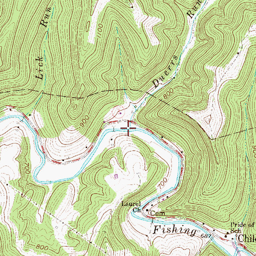 Topographic Map of Duerrs Run, WV