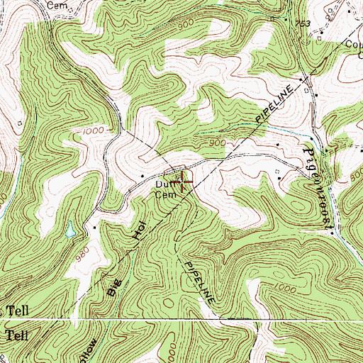 Topographic Map of Duff Cemetery, WV