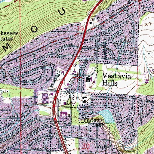 Topographic Map of Vestavia Hills, AL