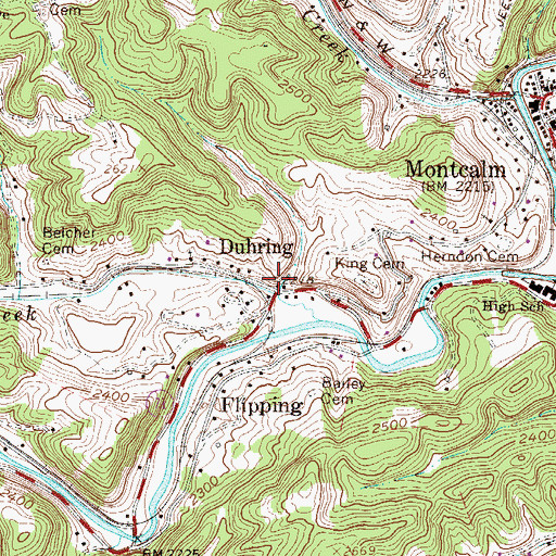 Topographic Map of Duhring, WV