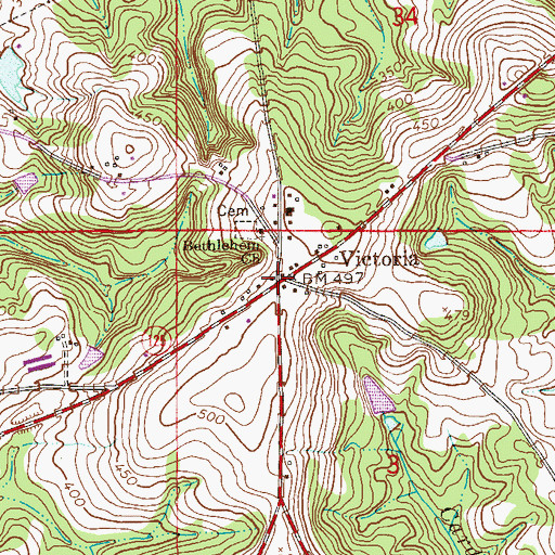 Topographic Map of Victoria, AL