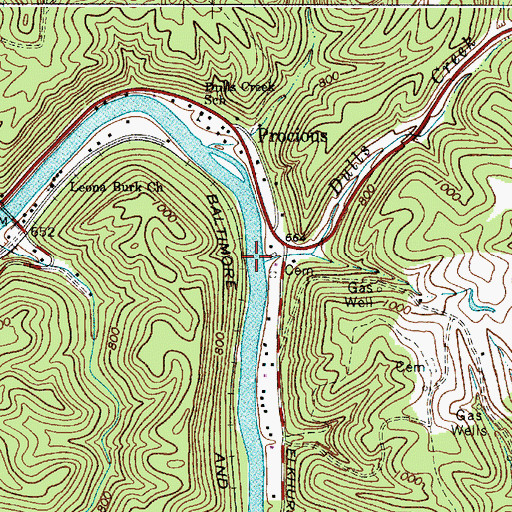 Topographic Map of Dulls Creek, WV