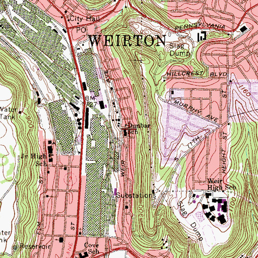 Topographic Map of Dunbar School (historical), WV