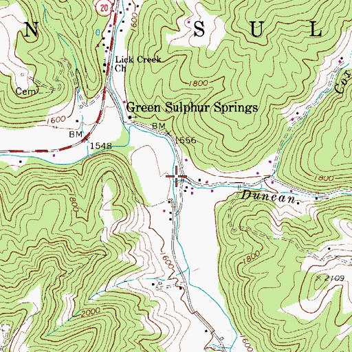 Topographic Map of Duncan Branch, WV